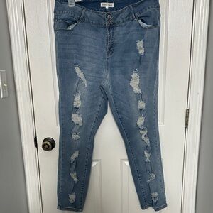 Almost Famous Plus Size Distressed Skinny Jeans